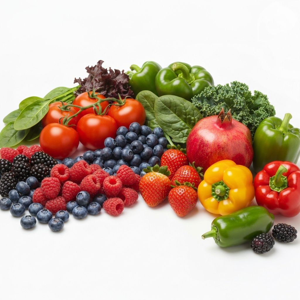 Antioxidant-rich colorful fruits and vegetables